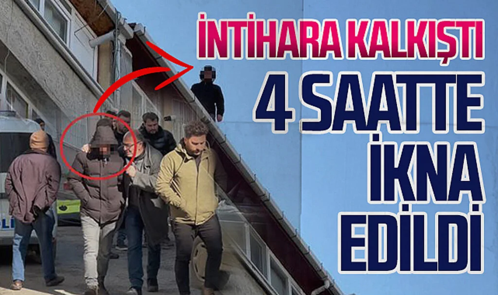 Eşiyle boşanma aşamasında olan şahıs çatıya çıktı, 4 saatte ikna edildi
