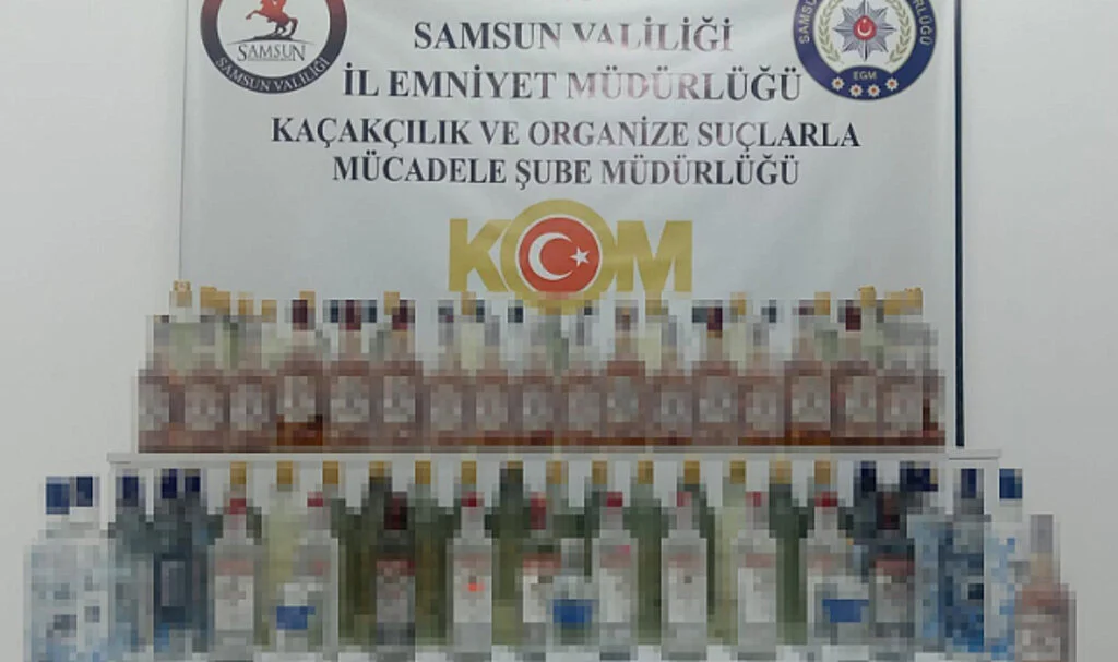 Samsun'da 89 şişe sahte bandrollü içki ele geçti