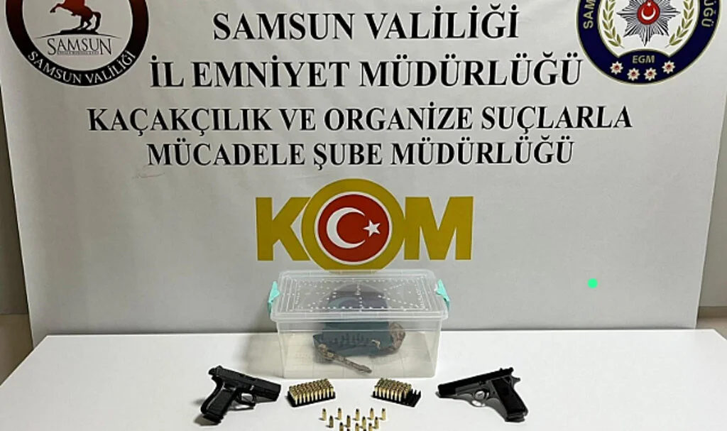 Samsun'da polis gümrük kaçağı boğa yılanı ve silah ele geçirdi