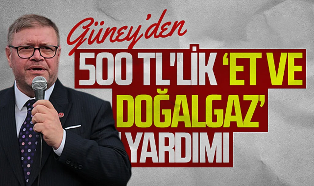 Yeniden Refah Partisi Samsun Büyükşehir Başkan Adayı Adem Güney'den 500 TL'lik 'et ve doğalgaz' yardımı