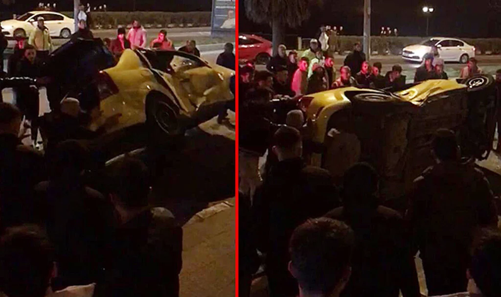 Kaza Dehşeti: Ticari Taksi Takla Attı, Otobüse Çarparak durabildi