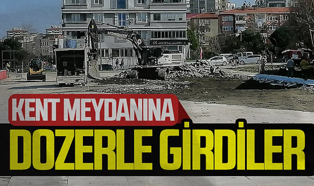 Samsun Büyükşehir Belediye ekipleri Atakum Kent Meydanı'nı yıktı 