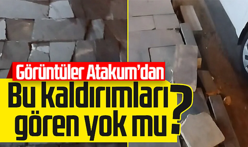 Atakum'daki bozuk kaldırımlar tepki çekti: "Aylardır böyle..."