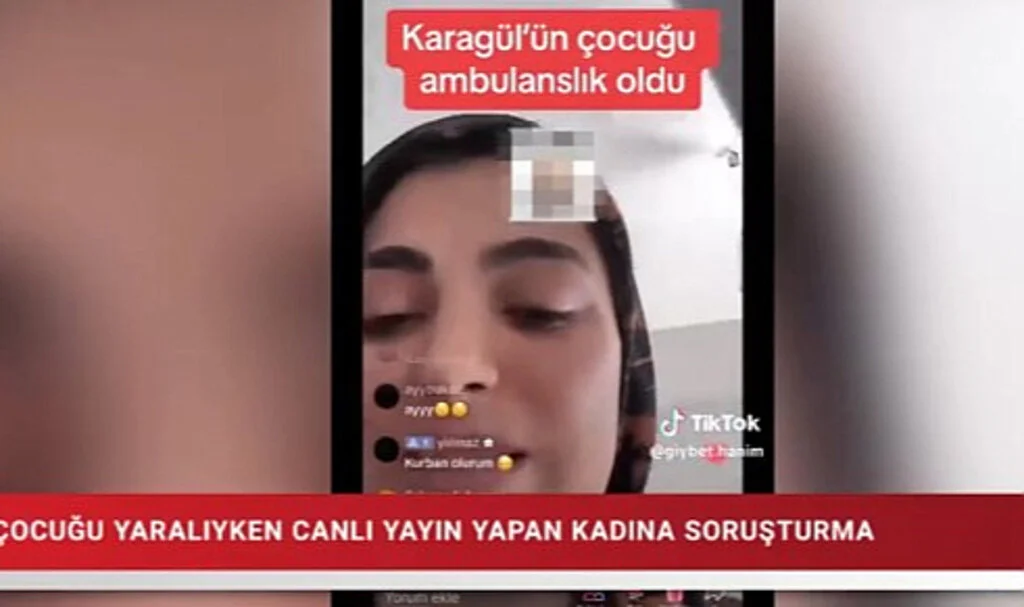 Çocuğu yaralıyken canlı yayın yapan kadına soruşturma
