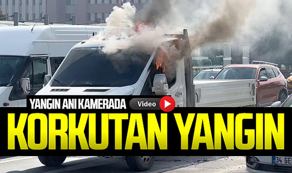 Samsun'da Korkutan Yangın: Yol Ortasında Alev Alev Yanan Kamyonetin Anı Kamerada