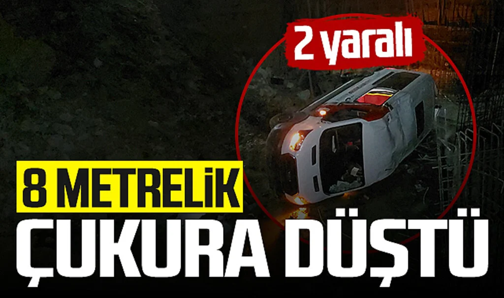Samsun'da minibüs 8 metrelik çukura düştü! 2 yaralı...
