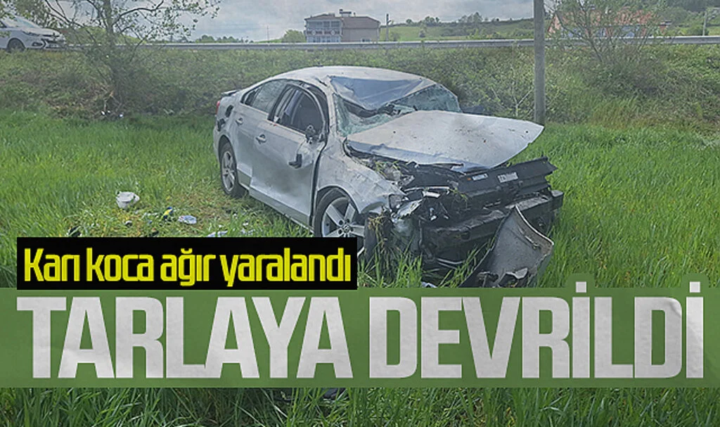 Samsun'da Tarlaya Devrilen Otomobildeki Çift Ağır Yaralandı