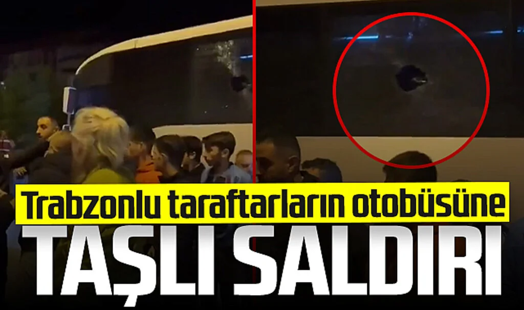 Çarşamba'da Trabzonsporlu taraftarların otobüsüne taşlı saldırı