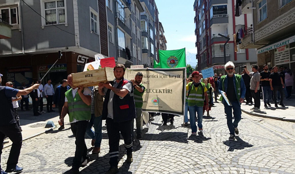 Çay Üreticilerinden Fiyat Protestosu: Tabut İçinde Çay Taşıdılar