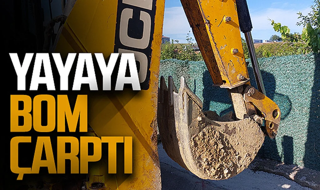 İş makinesinin açık bırakılan bomu yayaya çarptı