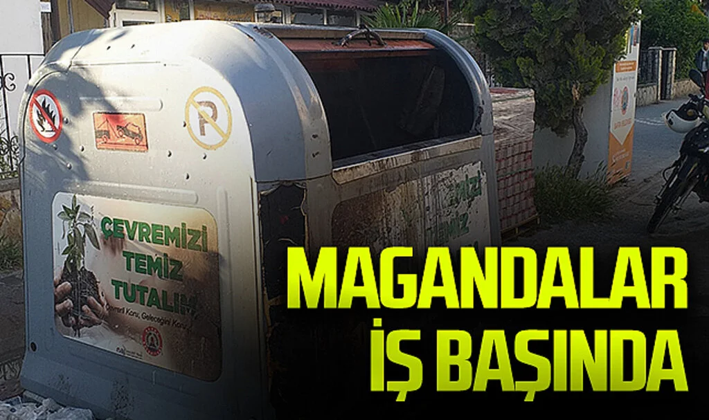 Magandalar iş başında: çöp konteynerlerini ateşe verdiler