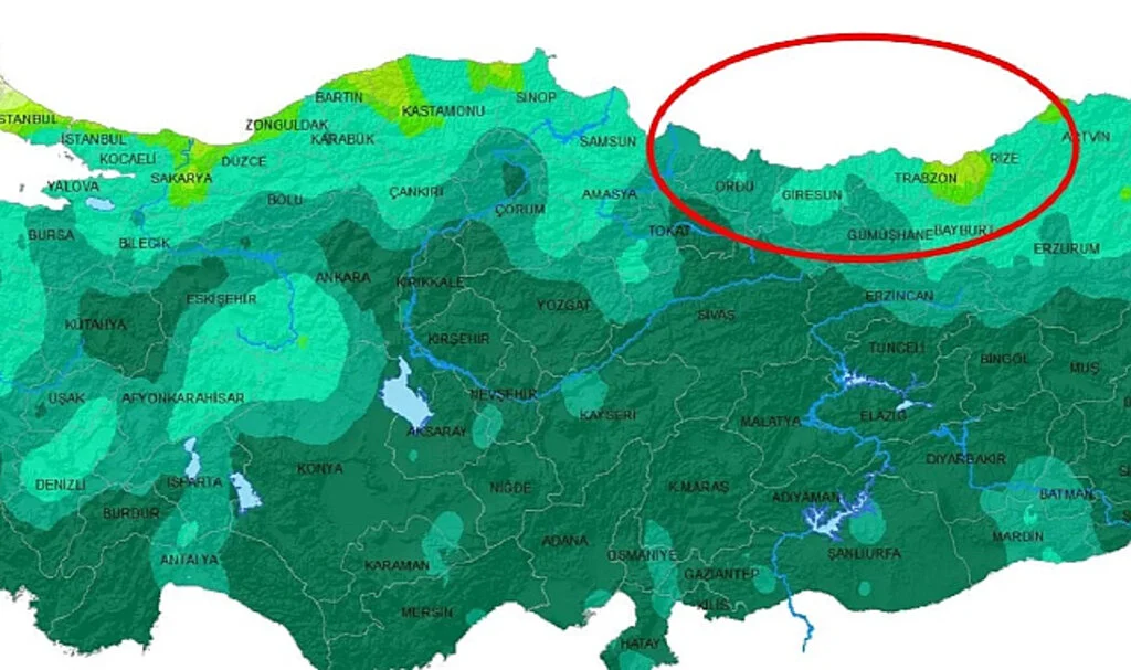 Doğu Karadeniz'de Kuvvetli Yağış Uyarısı