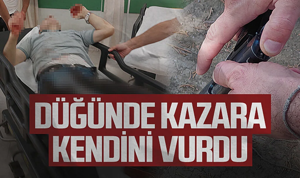Düğünde havaya ateş açarken kazara kendini vurdu