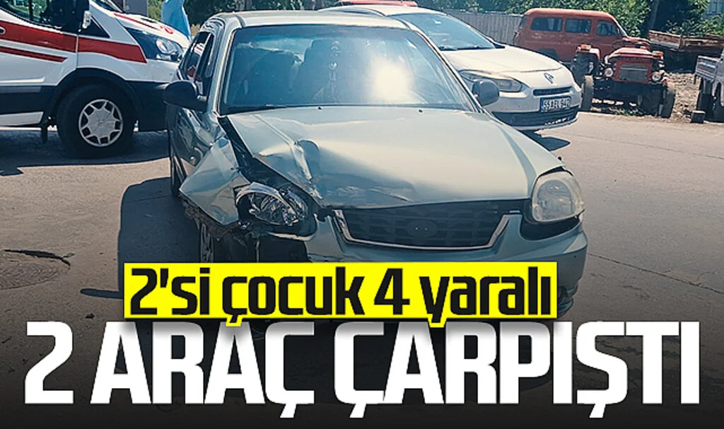 Samsun'da İki Araç Çarpıştı! 2'si Çocuk 4 Yaralı