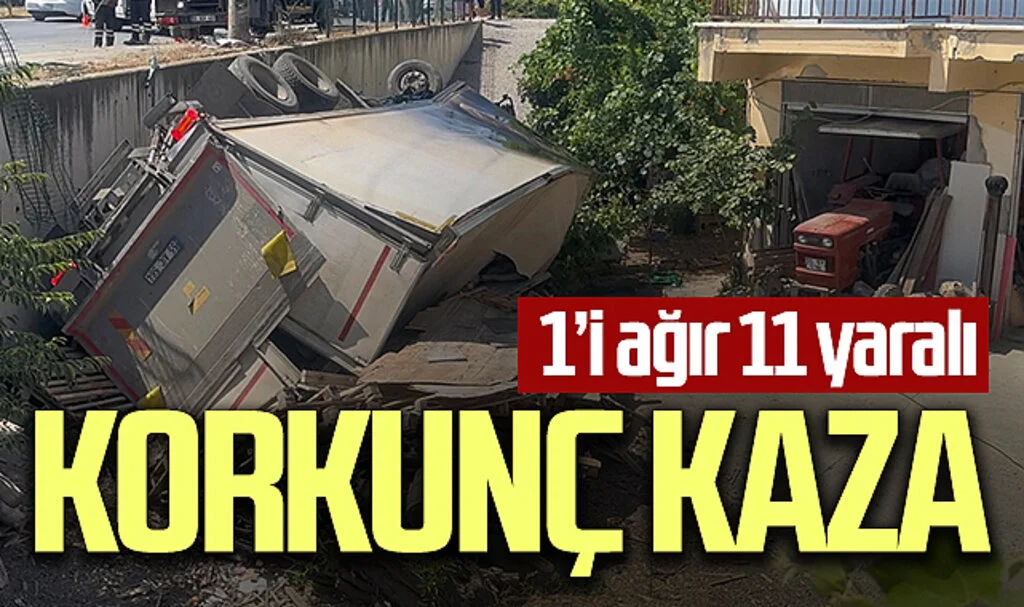 Samsun'da Kamyon, yolcu minibüsüne çarparak evin bahçesine uçtu: 1’i ağır 11 yaralı