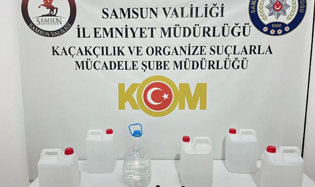 Samsun'da İşyerinde etil alkol ele geçirildi