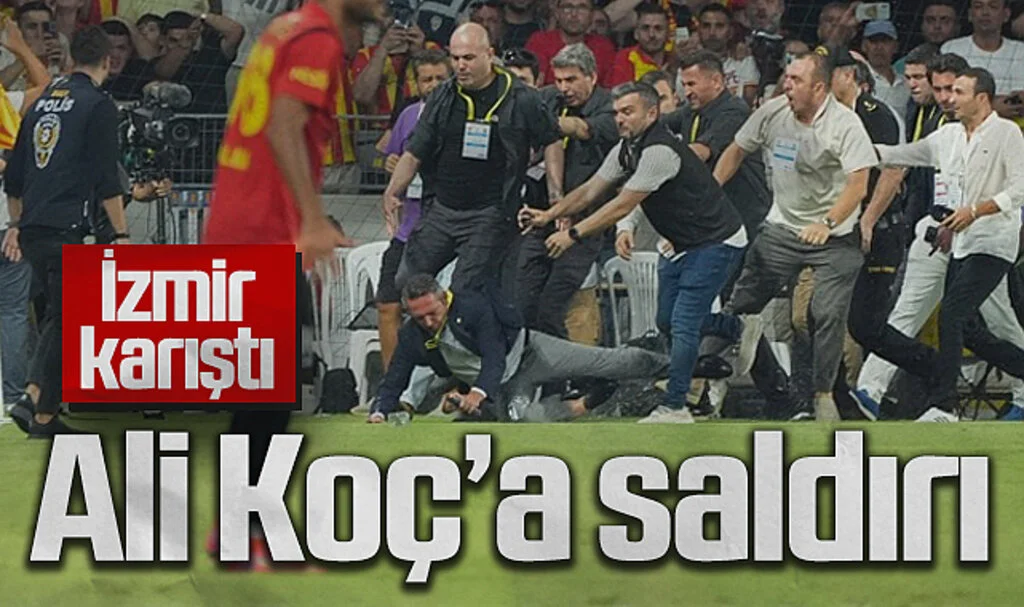 Göztepe Fenerbahçe maçında büyük olay! Ali Koç yere düştü...