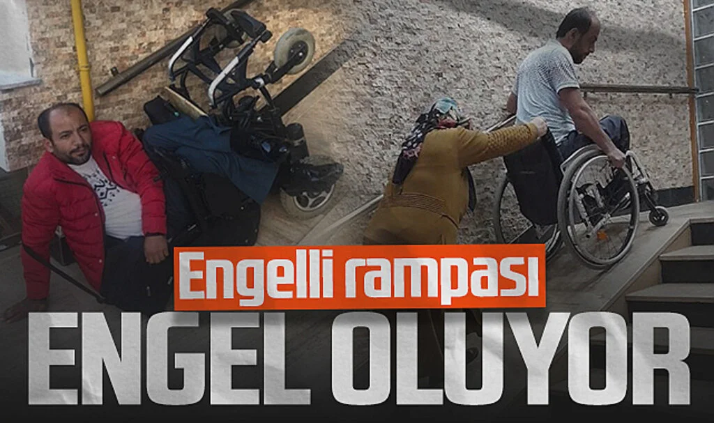 Samsun'da Engelli Rampası Engel Oluyor! Tekerlekli Sandalyeli Vatandaşın Zor Anları