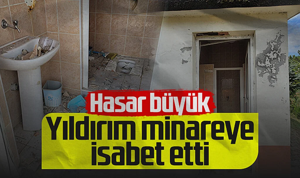 Samsun'da Yıldırım Minareye İsabet Etti! Hasar Büyük...