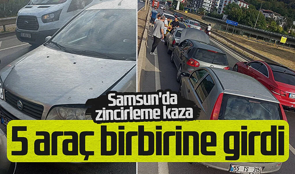 Samsun'da Zincirleme Trafik Kazasında 5 Araç Hasar Gördü