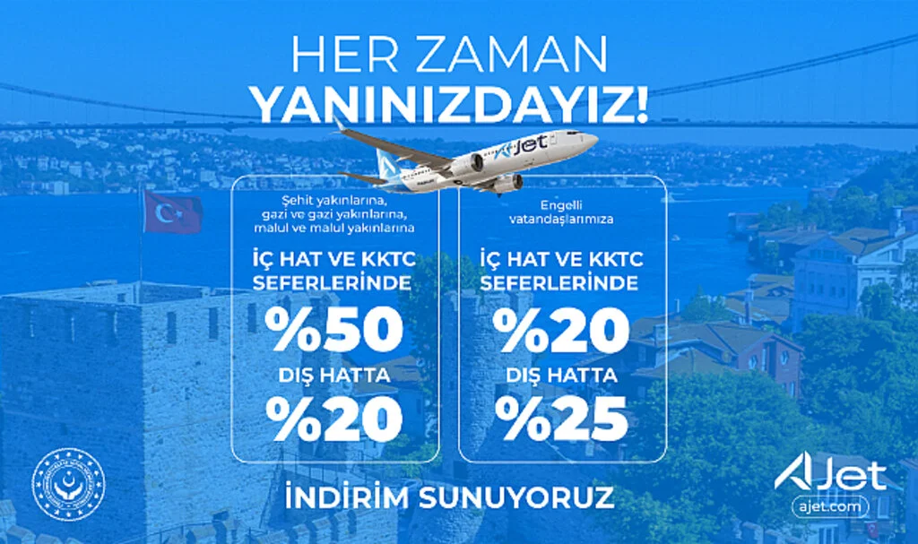 AJet’ten Gazi ve Şehit Yakınlarına Özel İndirim Fırsatı