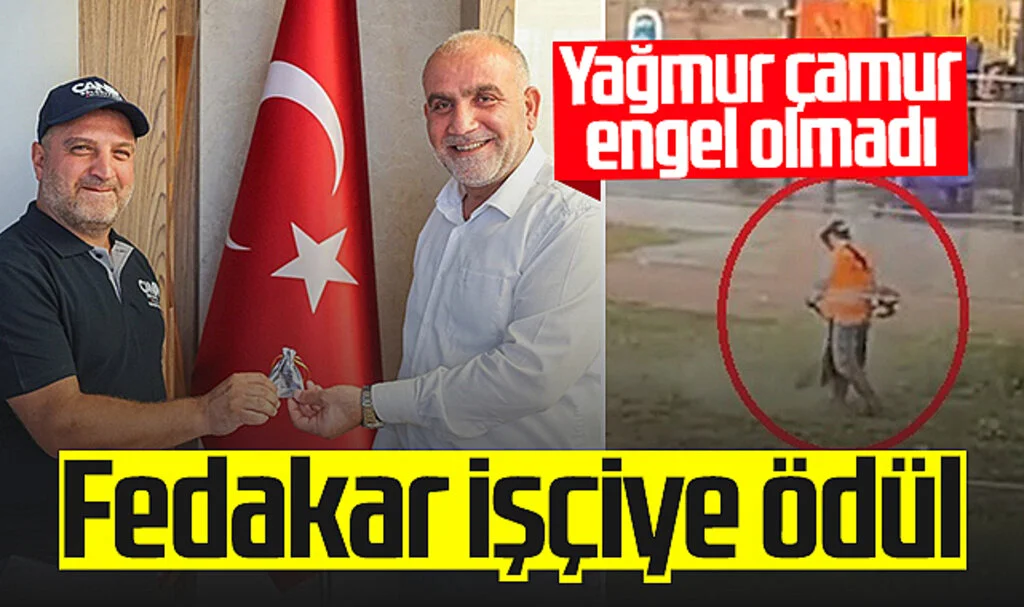 Canik'te Başkan Sandıkçı, Sağanakta Çalışan İşçiyi Ödüllendirdi