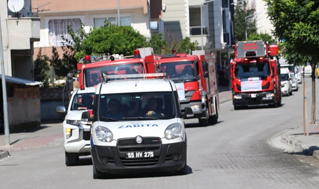 Samsun Havza'da İtfaiye Haftası dolayısıyla konvoy düzenlendi