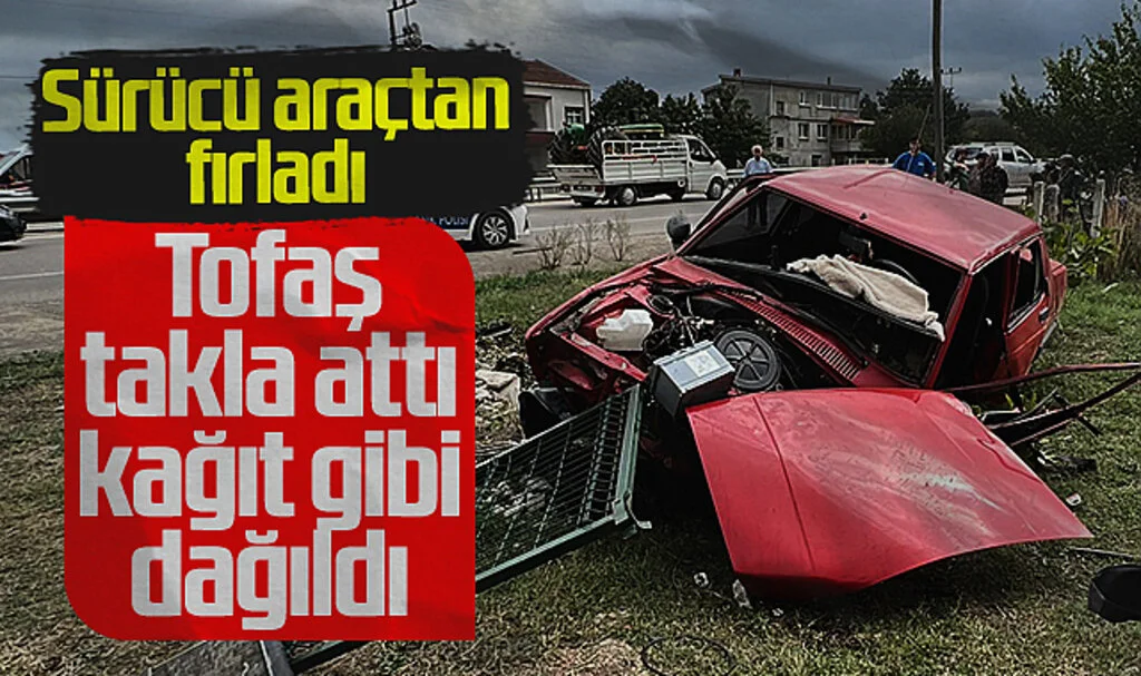 Sinop-Samsun Yolunda Tofaş Takla Attı! Sürücü Araçtan Fırladı...