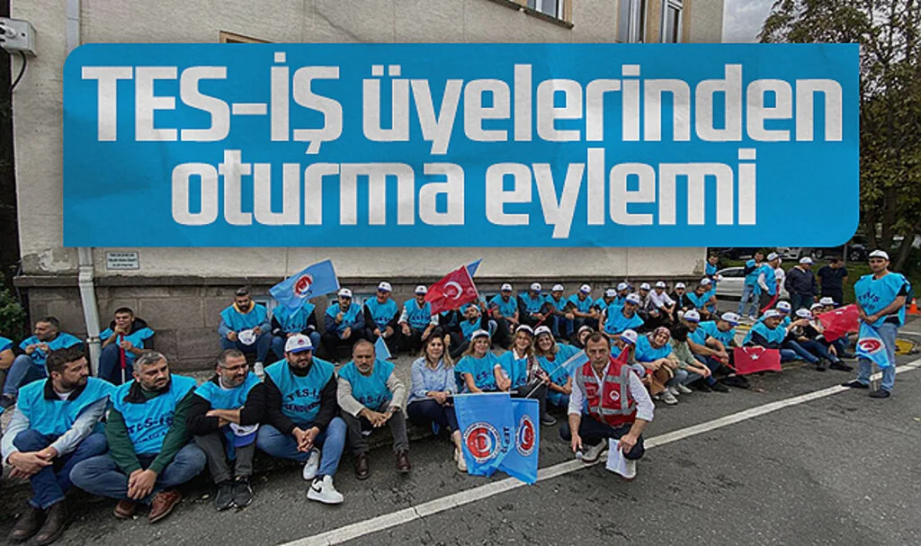 TES-İŞ üyelerinden oturma eylemi