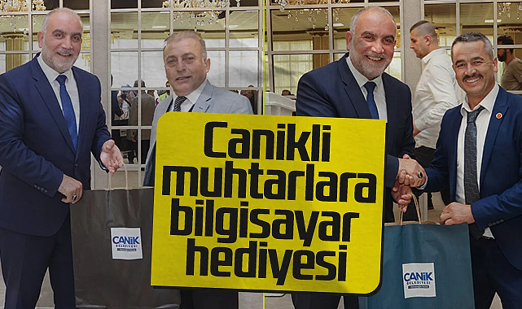 Canik Belediye Başkanı İbrahim Sandıkçı'dan muhtarlara bilgisayar hediyesi