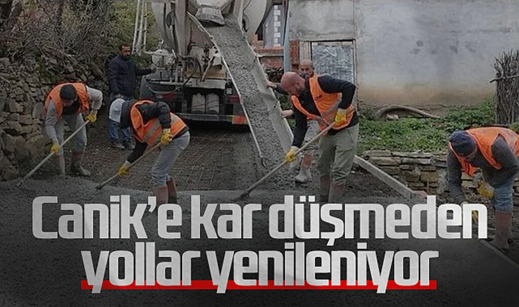 Canik'e kar düşmeden yollar yenileniyor