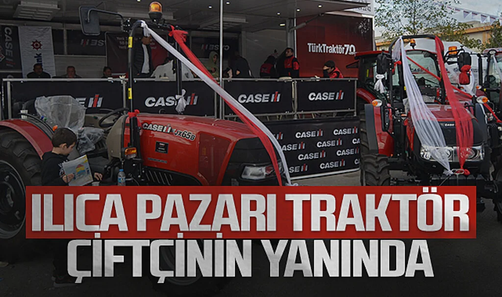 Ilıca Pazarı Traktör çiftçinin yanında 