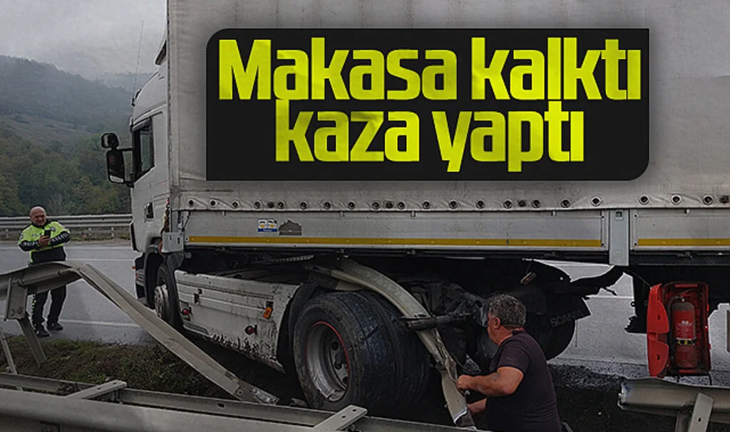 Samsun'da Makaslayan Tır Bariyere Çarptı
