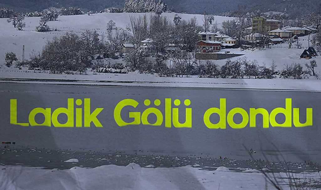 Samsun'da Ladik Gölü'nün yüzeyi kısmen dondu
