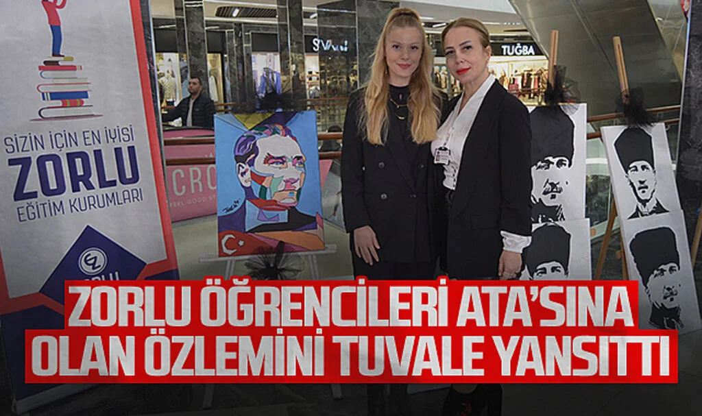 Zorlu öğrencileri Ata'sına olan özlemini tuvale yansıttı