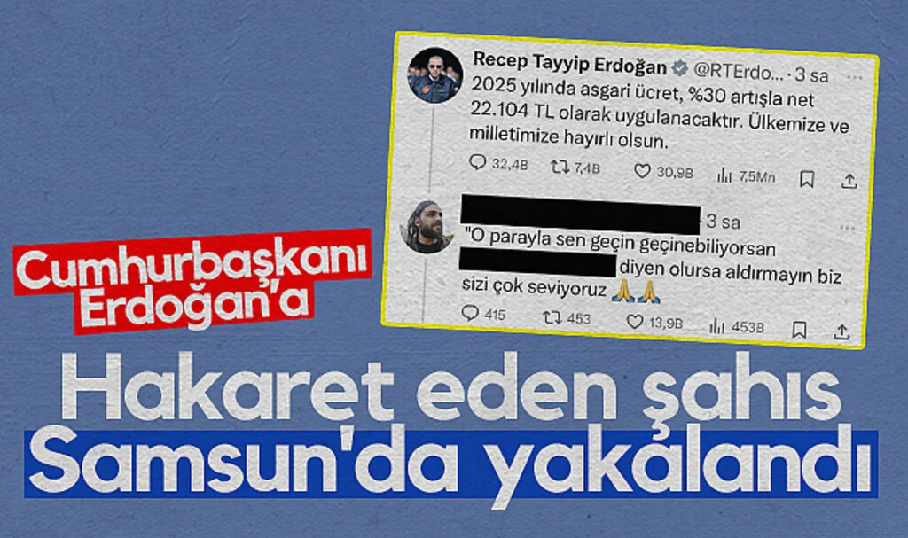 Cumhurbaşkanı Recep Tayyip Erdoğan'a Hakaret eden şahıs Samsun'da yakalandı