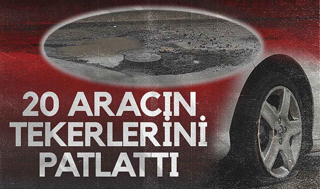Samsun'da çukura düşen 20'ye yakın aracın tekerleri patladı