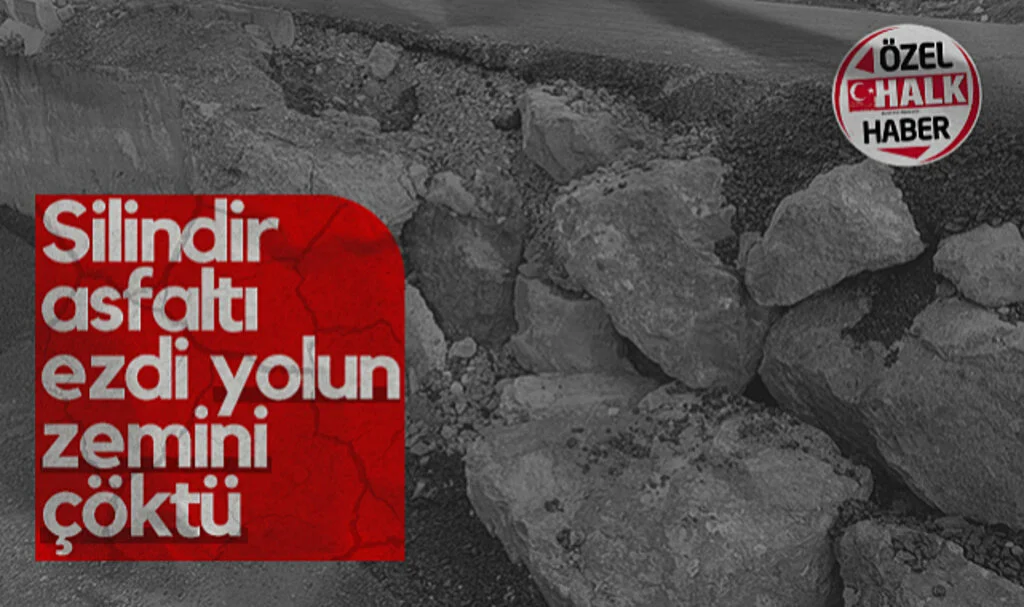 Samsun'da Silindir Asfaltı Ezdi Yolun Zemini Çöktü