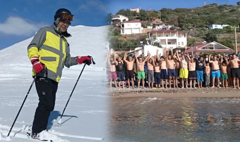 Aynı kentte şaşırtan manzara: Önce kayak sonra deniz!