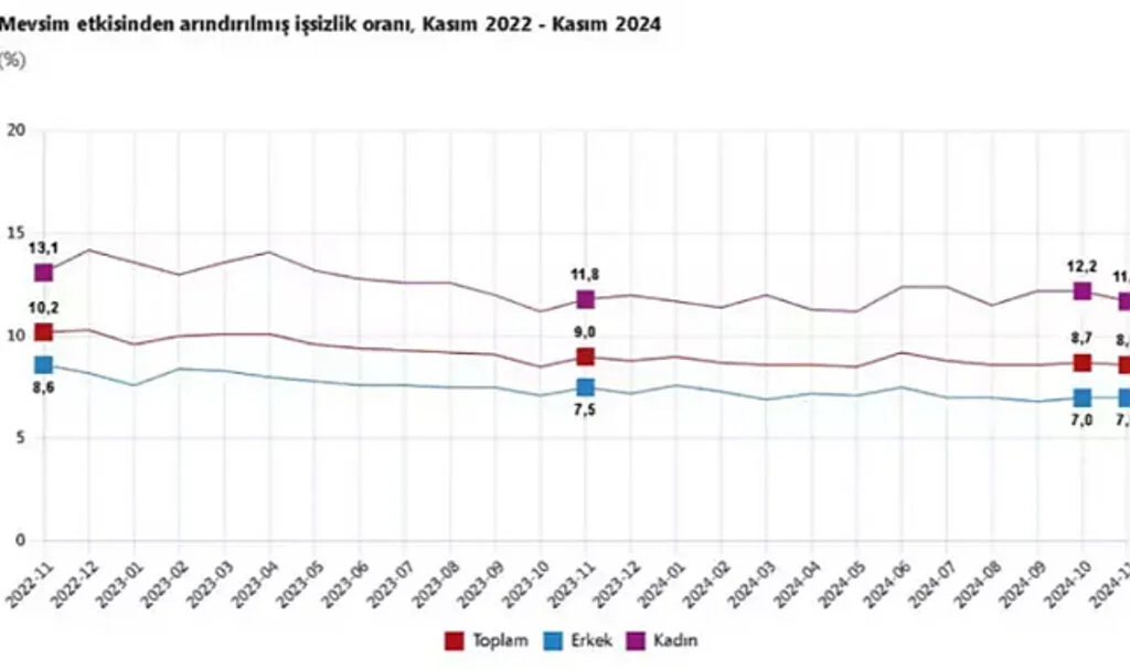 Kasım Ayında İşsizlik Oranı Yüzde 8,6'ya Düştü