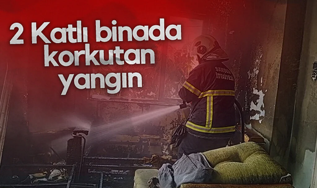 Samsun Bafra’da 2 Katlı Bina Alevlere Teslim Oldu