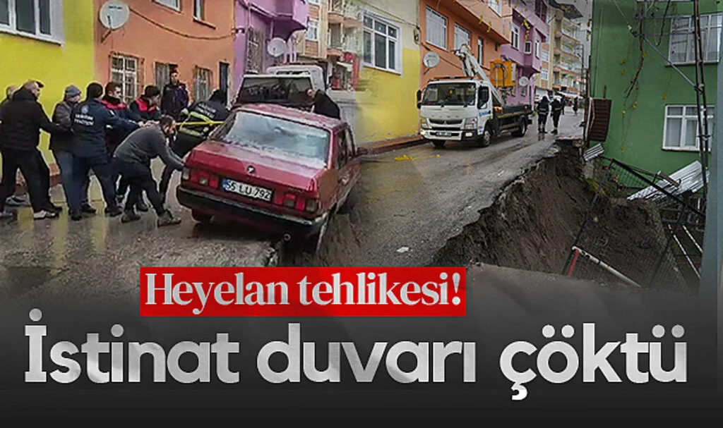Samsun'da Heyelan Tehlikesi! Otomobil Son Anda Kurtarıldı