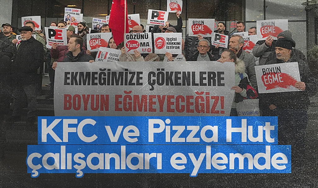 Samsun'da KFC ve Pizza Hut çalışanları eylemde