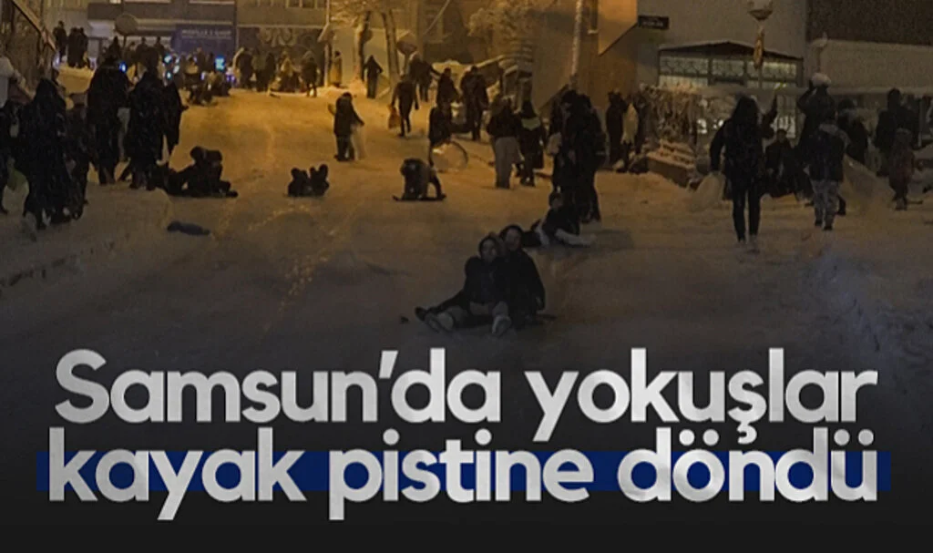 Samsun'da Yokuşlar Kayak Pistine Döndü! 