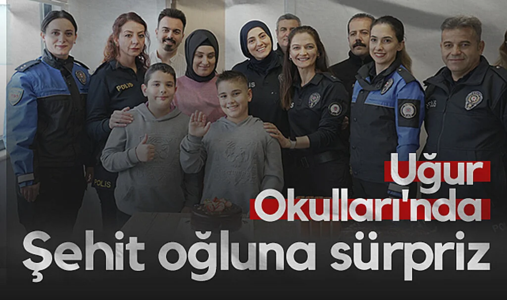 Uğur Okulları'nda anlamlı doğum günü...  Şehit oğluna sürpriz