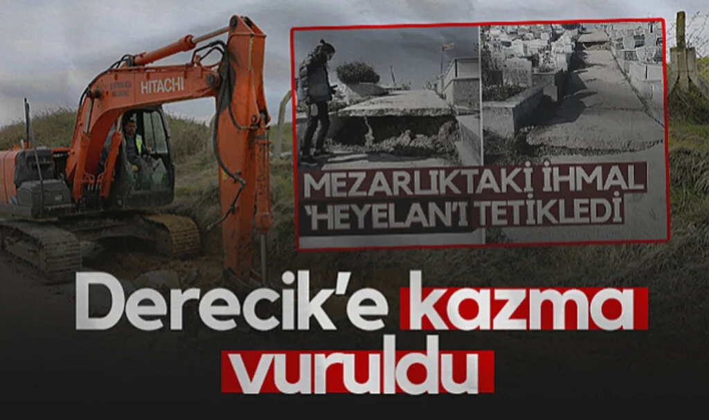 Derecik Mezarlığı'nda Toprak Kayması Sonrası Çalışmalar Başladı