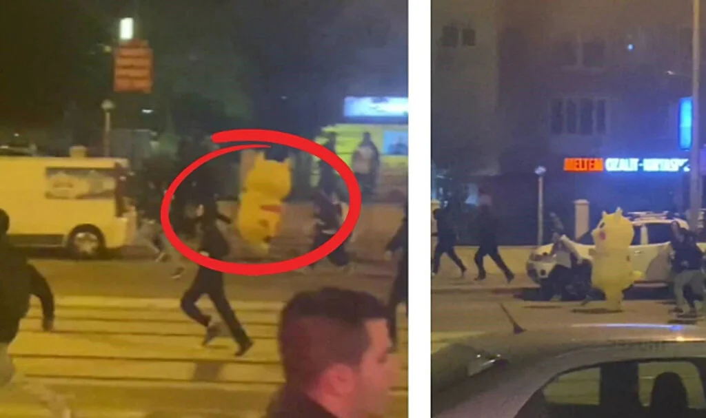 Pikachu Kostümlü Eylemci Polis Müdahalesinden Kaçtı