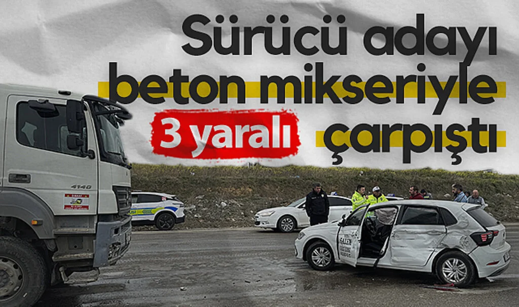 Samsun’da Sürücü Kursu Aracı Beton Mikseriyle Çarpıştı: 3 Yaralı