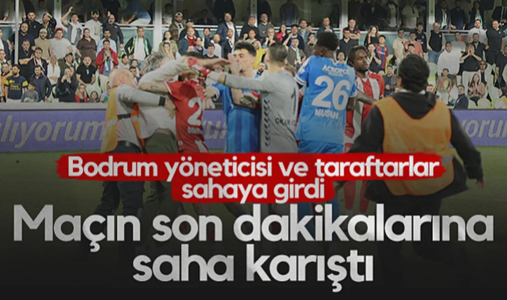 Bodrum FK-Samsunspor Maçının Son Dakikalarında Saha Karıştı! Yönetici ve Taraftarlar Sahaya Girdi...