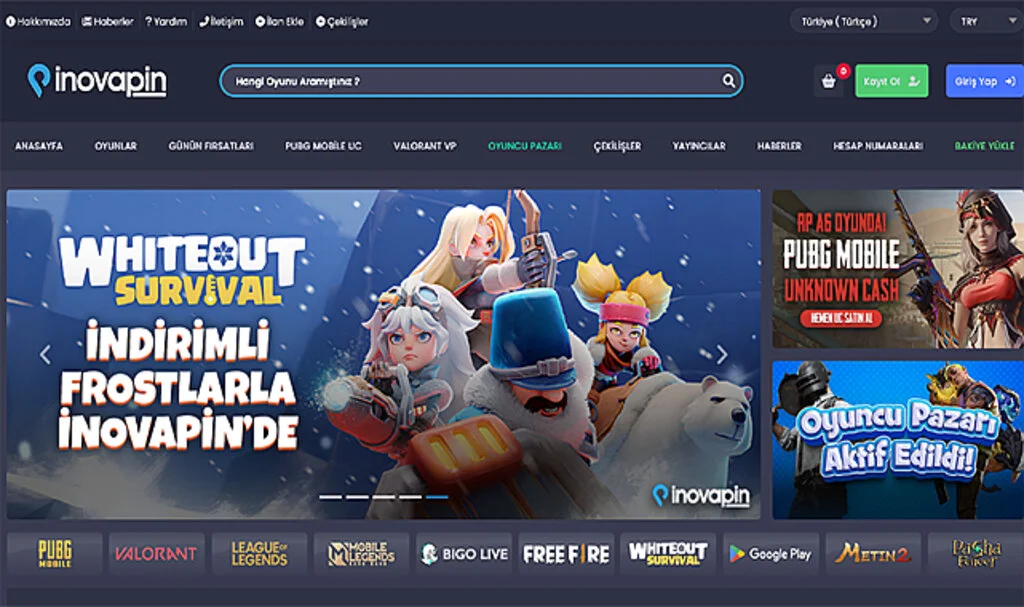inovapin.com: Oyun Dünyasının Güvenilir Dijital Mağazası